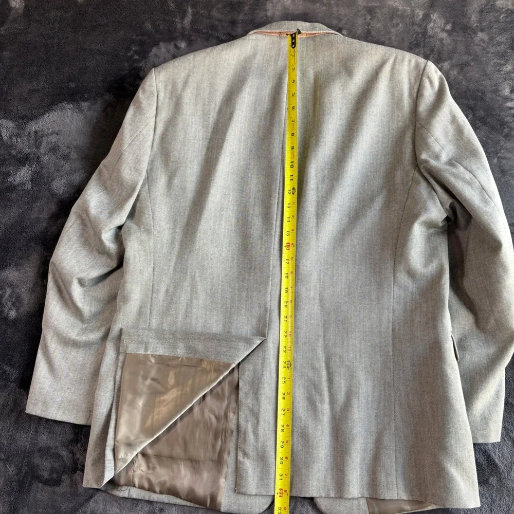 Lauren‎ Ralph Lauren Mens 46L Light Gray Two Button Blazer Macy's Paisley Lining